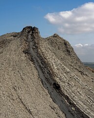 Mud volcano at Gobustan national park erupt. Azerbaijan