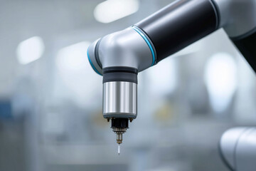 Robotic arm modern metallic industrial automation technology precision factory innovation efficiency