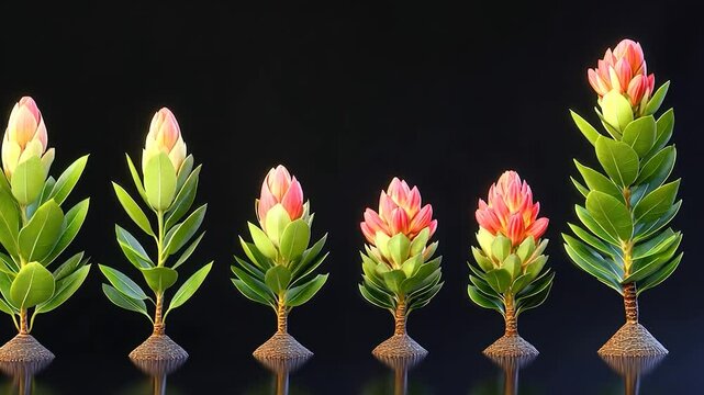 Blooming Protea Growth Stages