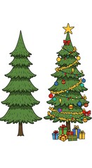Fototapeta premium Hand-Drawn Christmas Trees: Simple to Festive