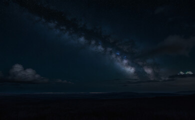 Night Landscape with Stars and Mountains &ndash; Milky Way Reflection