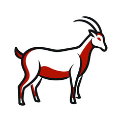 Obraz premium Standing goat in red and black stylized Chinese zodiac style
