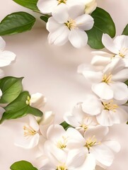 Fototapeta premium Seamless Pattern Delicate white flowers with green leaves displayed.