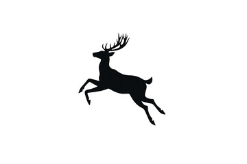 Fototapeta premium Leaping deer silhouette in darkness isolated on transparent PNG