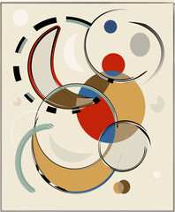 Obraz premium beige background,colorful fancy circles expressionism art style