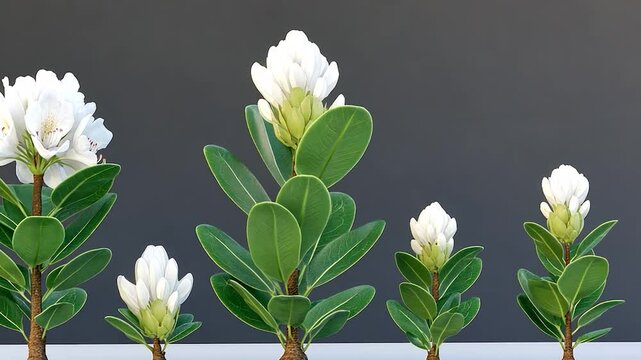 Blooming White Flowers with Lush Foliage