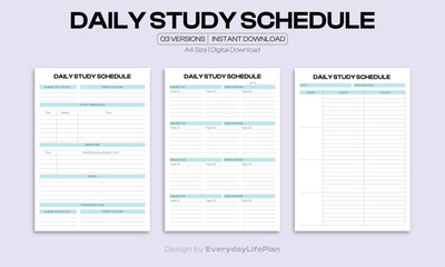 Daily Study Schedule Printable – Hourly Study Planner for Students and Exam Preparation