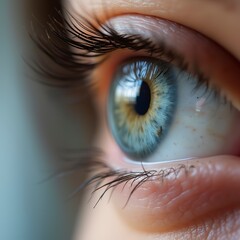 A close-up of a vibrant eye showcasing intricate details and colorful patterns, representing beauty.