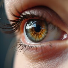A close-up of a vibrant eye showcasing intricate details and colorful patterns, representing beauty.