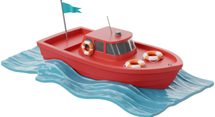 Isolated Red Boat