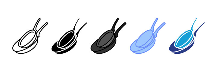 Frying Pan Icon Set Multiple Style Collection