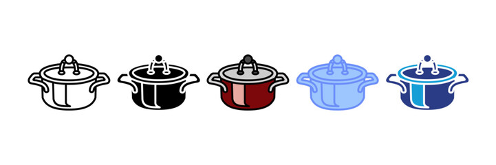 Saucepan Icon Set Multiple Style Collection
