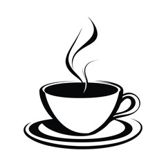 A coffee cup with steam rising isolated vector silhouette
