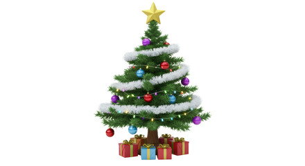 Isolated Christmas Tree with Gifts