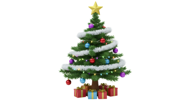Isolated Christmas Tree with Gifts