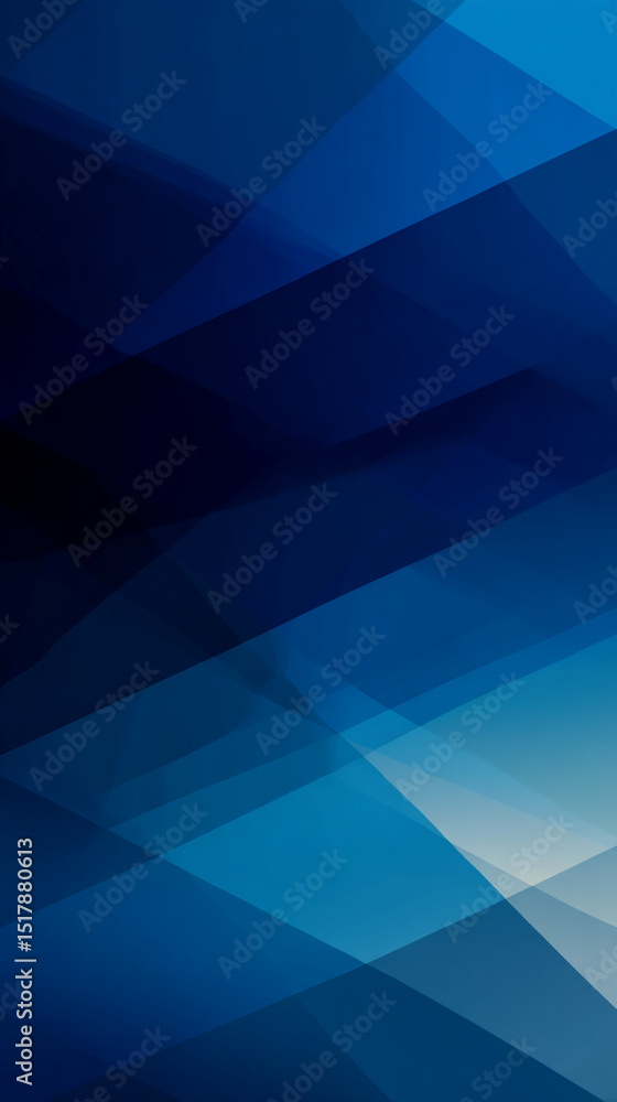 Poster Abstract blue geometric background with overlapping shapes creating depth and visual interest, showcasing a modern and minimalist design ideal for various applications