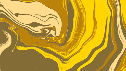 黄色の抽象的な16:9の背景イラスト 木目をイメージしたマーブル模様のテクスチャ