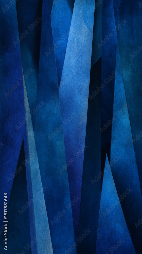 Aufkleber Abstract image of textured blue shapes, creating a geometric and dynamic composition, showcasing depth and shadow play, ideal for modern design concepts