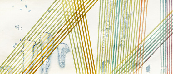 Colorful stripes on white paper, abstract background