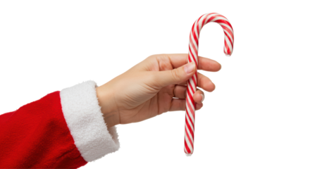 Isolated Hand Holding Candy Cane