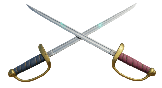 Isolated Crossed Fencing Swords