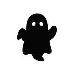 Cute halloween ghost simple black silhouette