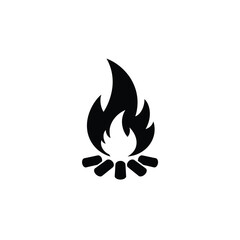 Campfire icon black flame burning wood