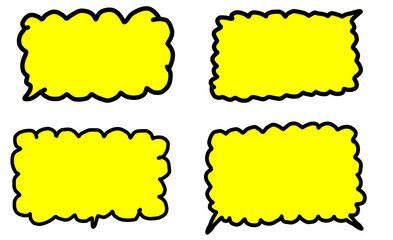 Cartoon yellow speech bubble shapes, perfect for banners, comics, or creative text design