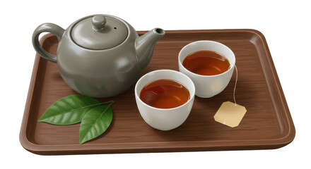 Isolated Tea Set on Tray