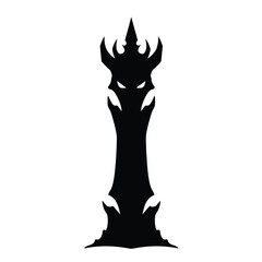 Dark fantasy tower silhouette evil king design