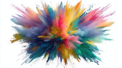 Vibrant Central Powder Explosion on White Background