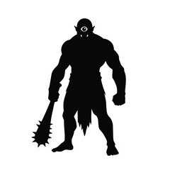Cyclops ogre silhouette holding spiked club