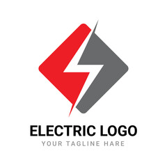 Abstract electric logo design with red and gray bolt icon for energy, power, or tech branding	