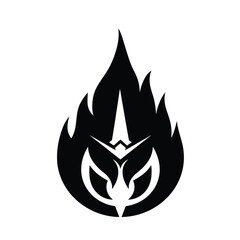Fiery crown abstract logo design black flame