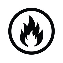 Black circle flammable warning sign icon
