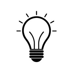 Minimalist Light Bulb Outline Vector Flat Silhouette