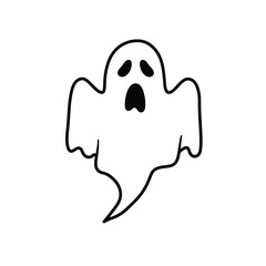 Spooky halloween ghost cartoon illustration design