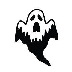 Spooky halloween ghost boo black white illustration