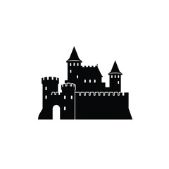 Obraz premium Majestic medieval castle silhouette icon graphic
