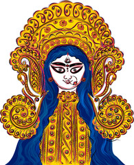Goddess Durga in Happy Durga Puja Subh Navratri Indian religious background design