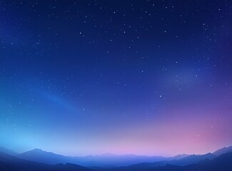 Serene Night Sky Over Silhouetted Mountains