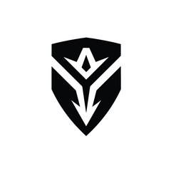 Abstract black shield logo design graphic