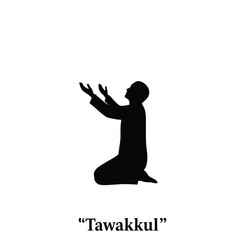 Man kneeling in prayer tawakkul silhouette