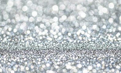 Fototapeta premium Silver Glitter Texture Background with Sparkling Lights and Bokeh