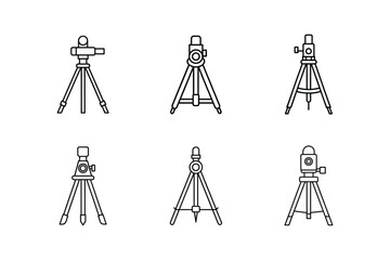 surveyor tool line art vector illustration