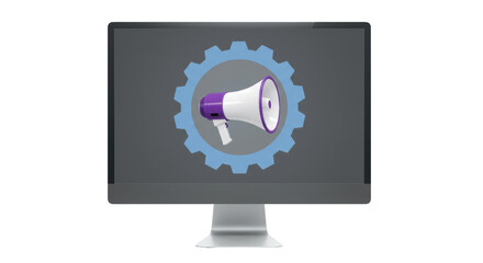 Isolated Computer Monitor with Megaphone Icon