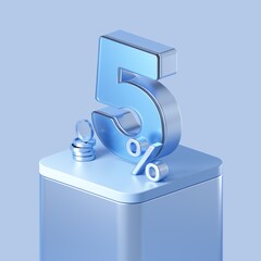 Five percent credit, business concept 3d rendering illustration.
