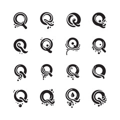 Letter Q Logo Icons Collection in Creative Fluid Design, Abstract Liquid Style Alphabet Symbols for Branding, Vector Templates and Graphic Identity

