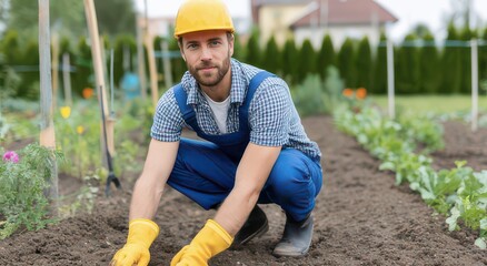 Gardening Enthusiast Tending to Plants in a Home Garden
