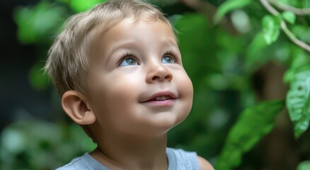 Curious Child Observing Nature's Beauty
